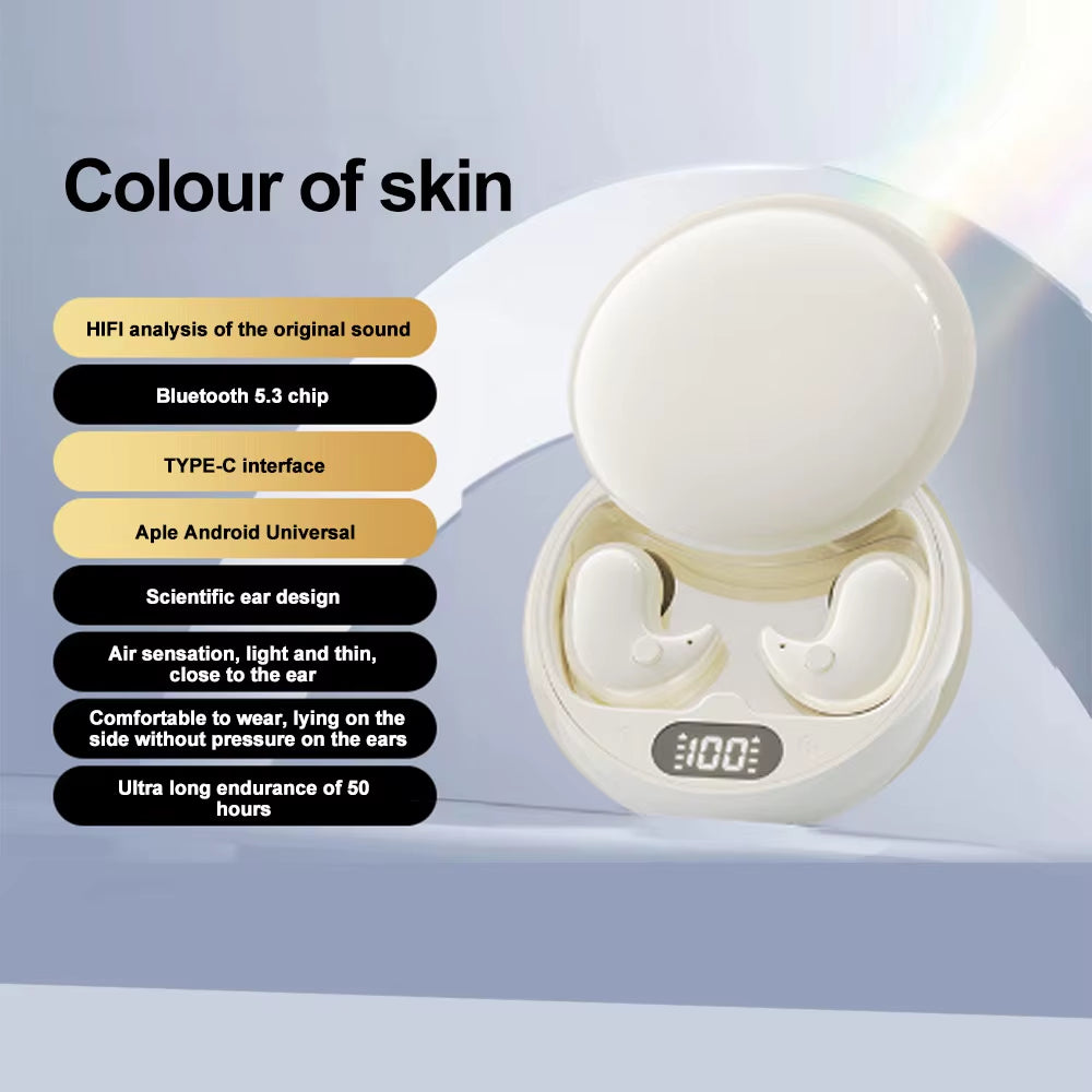 Mini Deep Sleep Earbuds Bluetooth 5.3 Waterproof Earphone Noise Reduction Hidden Sports Headset Invisible Sleep Headphones